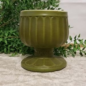 Vintage green floraline pedestal bowl 429